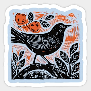 Lino Cut Bird Sticker